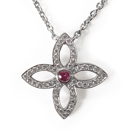 LOUIS VUITTON Necklace K18WG, diamond, pink sapphire Silver Women Used Authentic