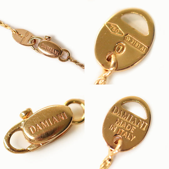 Damiani Necklace K18PG%, Au750%, K18PG, Diamond gold 20070300 Belle Epoque XS Side Diamond Women Used Authentic