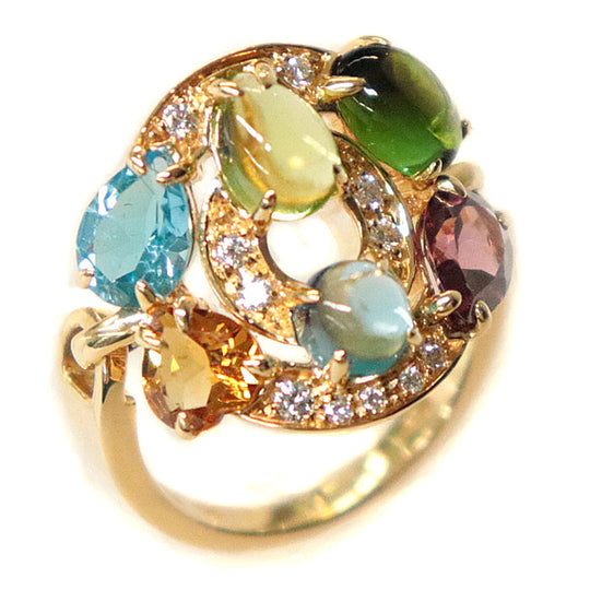 BVLGARI Ring Diamond %, Peridot %, K18YG/Yellow Gold multicolor Women Used Authentic