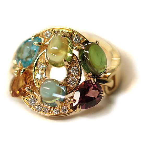 BVLGARI Ring Diamond %, Peridot %, K18YG/Yellow Gold multicolor Women Used Authentic