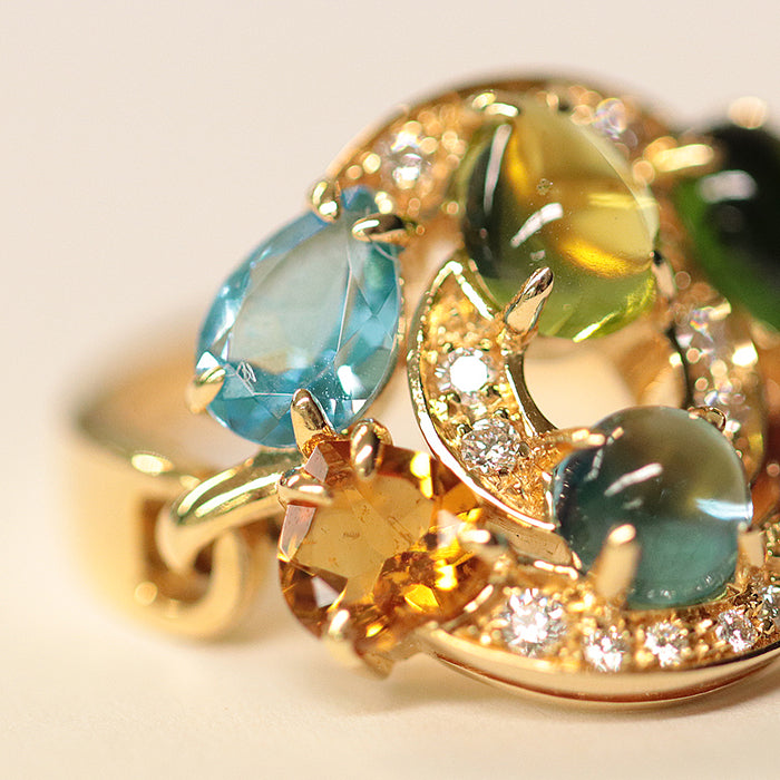BVLGARI Ring Diamond %, Peridot %, K18YG/Yellow Gold multicolor Women Used Authentic