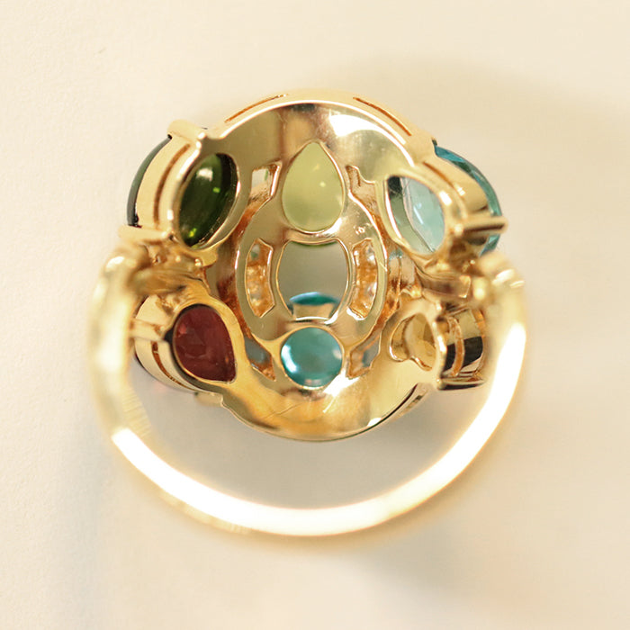 BVLGARI Ring Diamond %, Peridot %, K18YG/Yellow Gold multicolor Women Used Authentic
