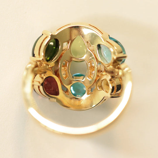 BVLGARI Ring Diamond %, Peridot %, K18YG/Yellow Gold multicolor Women Used Authentic