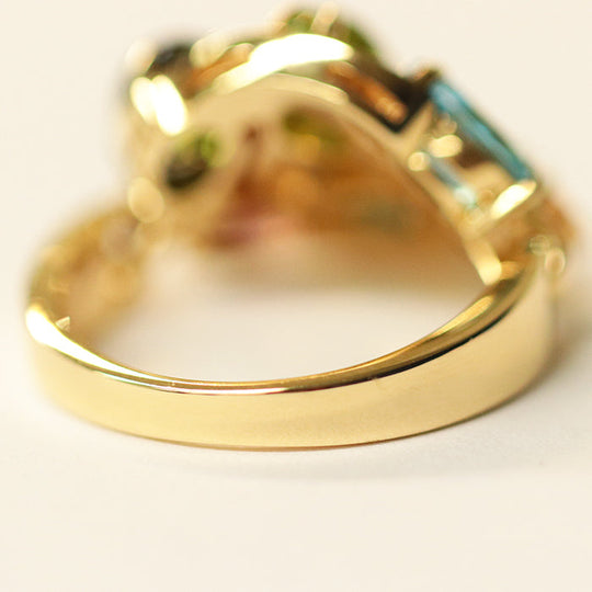 BVLGARI Ring Diamond %, Peridot %, K18YG/Yellow Gold multicolor Women Used Authentic