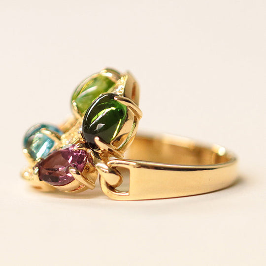 BVLGARI Ring Diamond %, Peridot %, K18YG/Yellow Gold multicolor Women Used Authentic