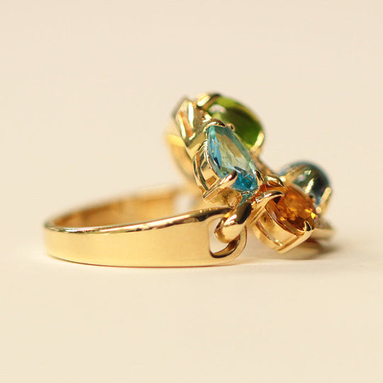 BVLGARI Ring Diamond %, Peridot %, K18YG/Yellow Gold multicolor Women Used Authentic
