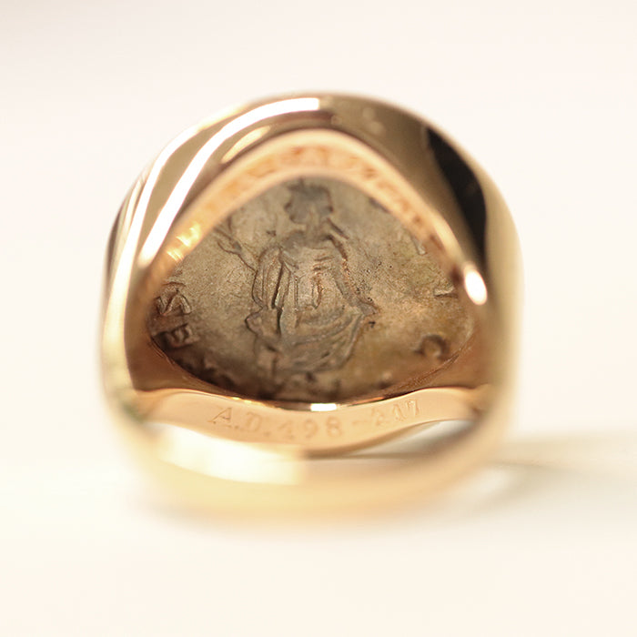 BVLGARI Ring Au750%, Ancient coin%, K18PG/Pink gold Pink gold unisex(Unisex) Used Authentic