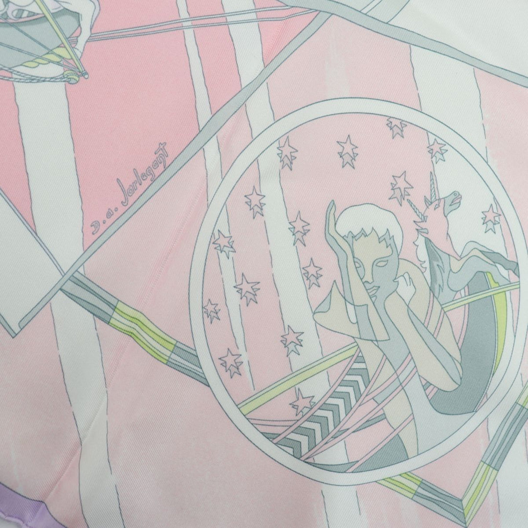HERMES scarf 100% silk Pink type Women Used Authentic