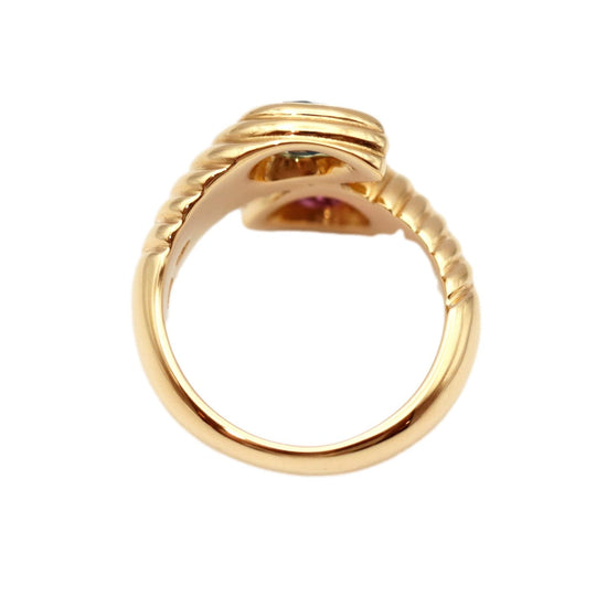 BVLGARI Ring 750(K18YG)�“ , Blue Topaz�“ Gold (pink, light blue) Women Used Authentic