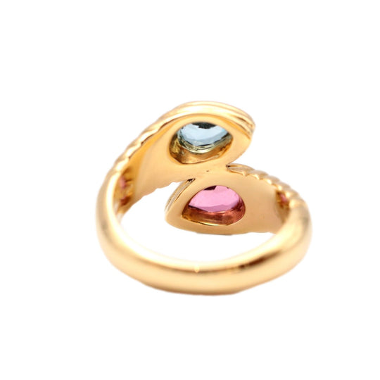 BVLGARI Ring 750(K18YG)�“ , Blue Topaz�“ Gold (pink, light blue) Women Used Authentic