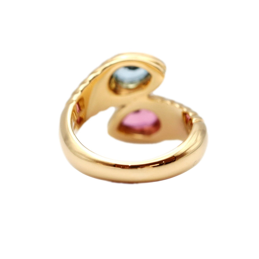 BVLGARI Ring 750(K18YG)�“ , Blue Topaz�“ Gold (pink, light blue) Women Used Authentic