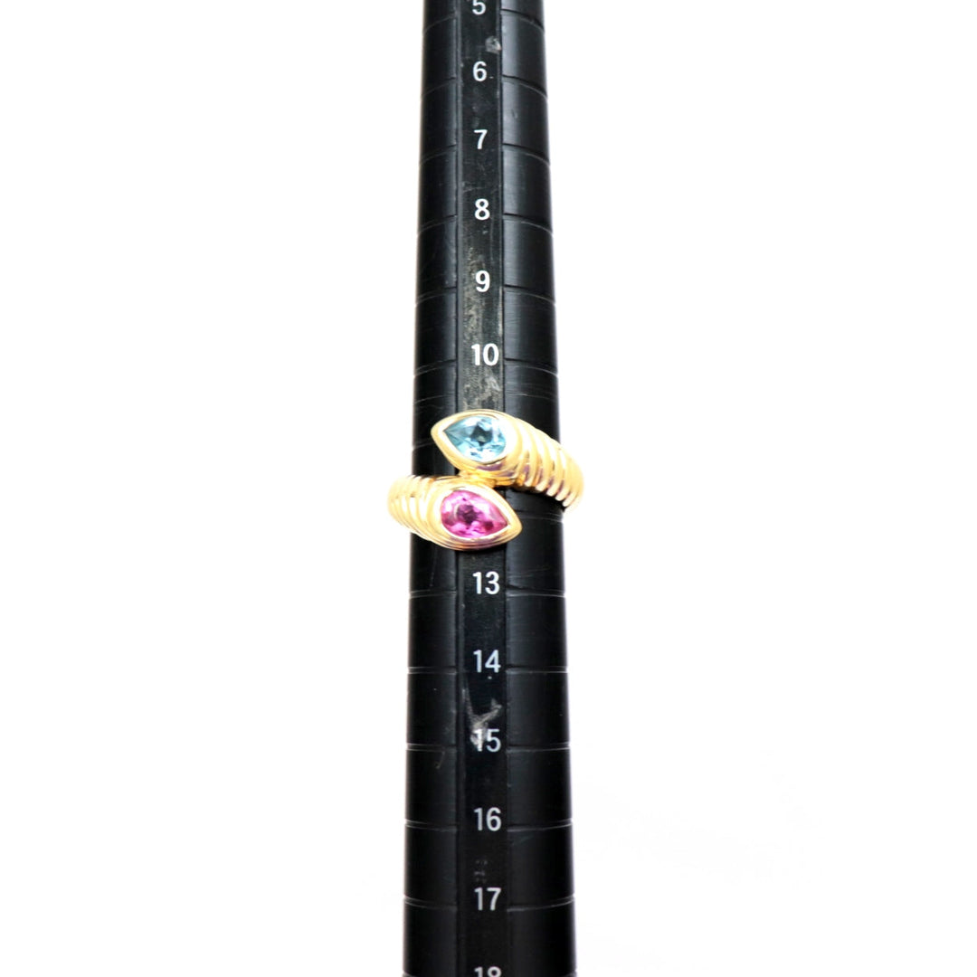 BVLGARI Ring 750(K18YG)�“ , Blue Topaz�“ Gold (pink, light blue) Women Used Authentic