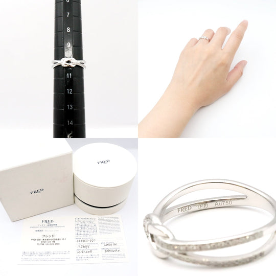 FRED Ring AU750 (K18WG), Diamond: 0.08ct (see official website) Silver Women Used Authentic
