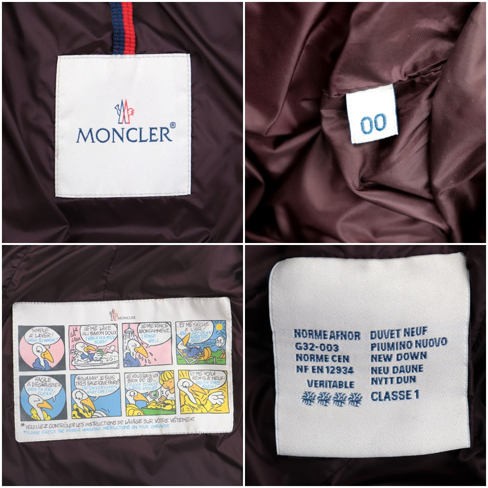 MONCLER Down jacket [Outer material] 100% nylon [Lining] 100% nylon [Filling] 90% down, 10% feather Bordeaux HERMINE Women 00 Used Authentic