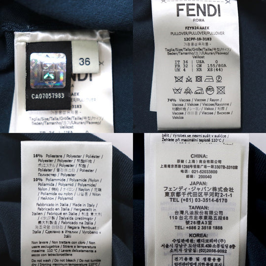 FENDI Cut 74% viscose, 16% polyester Navy type Women 36 Used Authentic