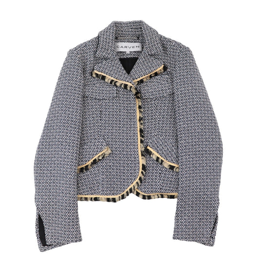 CARVEN Other outerwear 55% acrylic, 45% cotton [Lining] 100% cotton [Other fabric] 100% wool [Sleeve lining] 100% viscose Black, Multicolor Women 40 Used Authentic