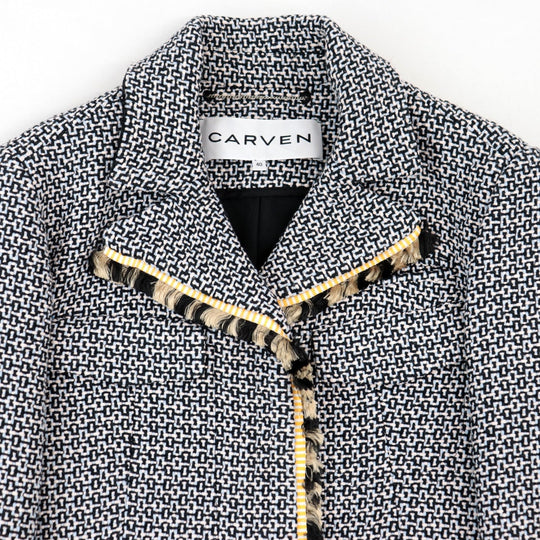 CARVEN Other outerwear 55% acrylic, 45% cotton [Lining] 100% cotton [Other fabric] 100% wool [Sleeve lining] 100% viscose Black, Multicolor Women 40 Used Authentic