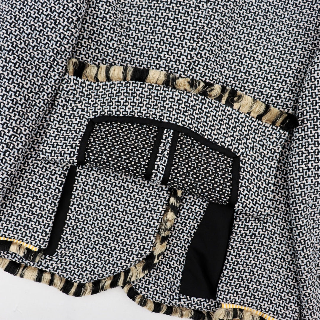 CARVEN Other outerwear 55% acrylic, 45% cotton [Lining] 100% cotton [Other fabric] 100% wool [Sleeve lining] 100% viscose Black, Multicolor Women 40 Used Authentic