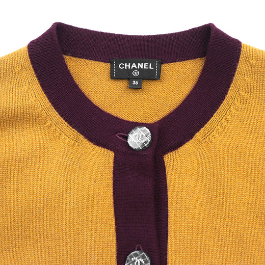 CHANEL knit Cashmere 100% mustard P71510 Women 36 Used Authentic