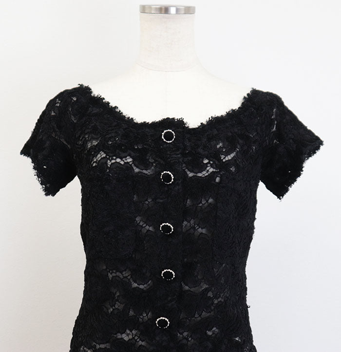 CHANEL one piece 83% viscose, 13% polyamide [lining] 100% silk black Women 34 Used Authentic