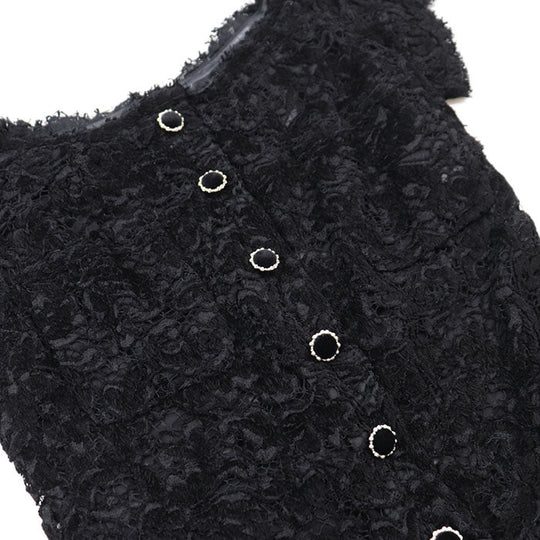CHANEL one piece 83% viscose, 13% polyamide [lining] 100% silk black Women 34 Used Authentic