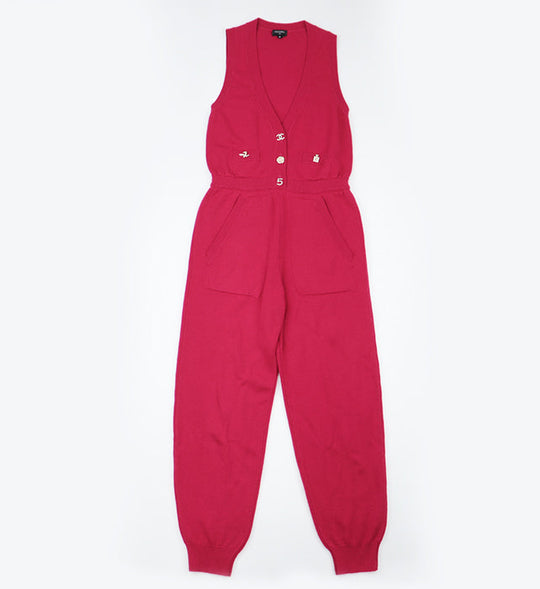 CHANEL Overall [Outer fabric] 100% cashmere [Rib] 99% cashmere, 1% elastane pink Women 36 Used Authentic