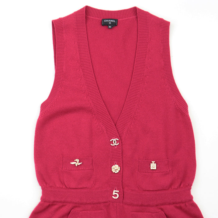 CHANEL Overall [Outer fabric] 100% cashmere [Rib] 99% cashmere, 1% elastane pink Women 36 Used Authentic
