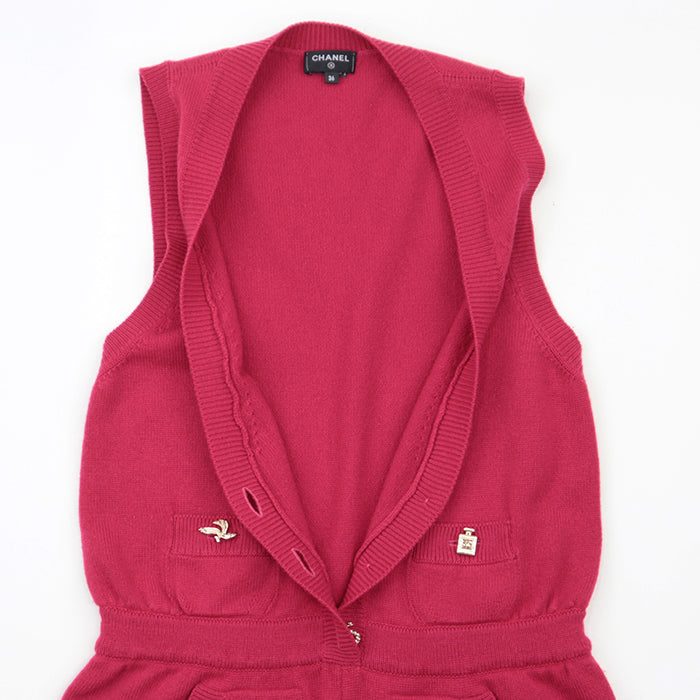 CHANEL Overall [Outer fabric] 100% cashmere [Rib] 99% cashmere, 1% elastane pink Women 36 Used Authentic