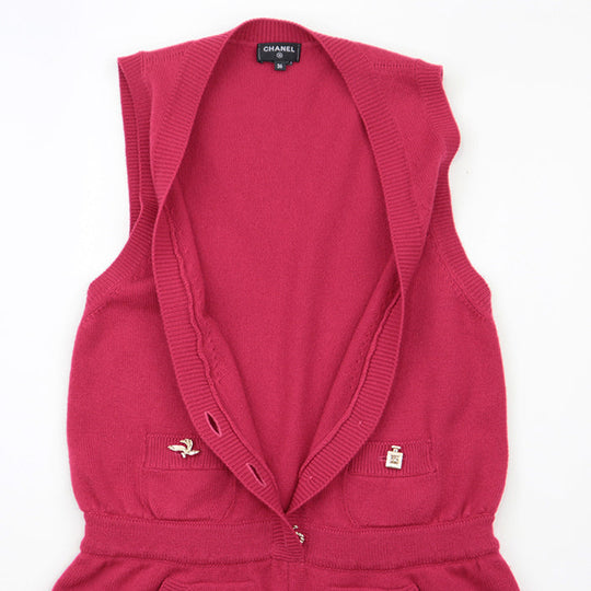 CHANEL Overall [Outer fabric] 100% cashmere [Rib] 99% cashmere, 1% elastane pink Women 36 Used Authentic