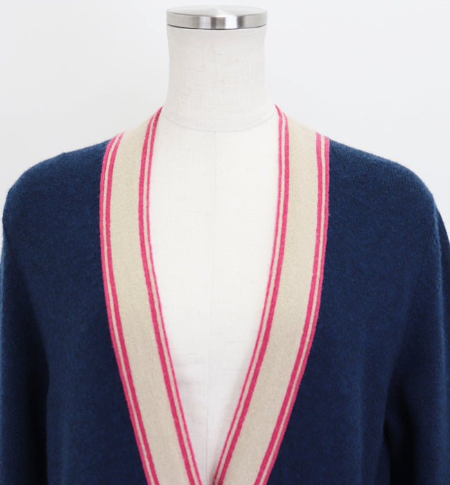 CHANEL cardigan [Outer material] 100% cashmere Navy Pink Beige P62918 Women 36 Used Authentic