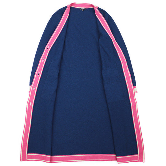 CHANEL cardigan [Outer material] 100% cashmere Navy Pink Beige P62918 Women 36 Used Authentic
