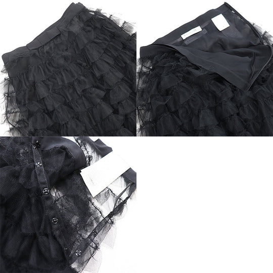 Christian Dior skirt [Outer fabric] 100% polyester [Lining] (Petticoat) 100% silk [Other fabric] 100% nylon black Women 34 Used Authentic