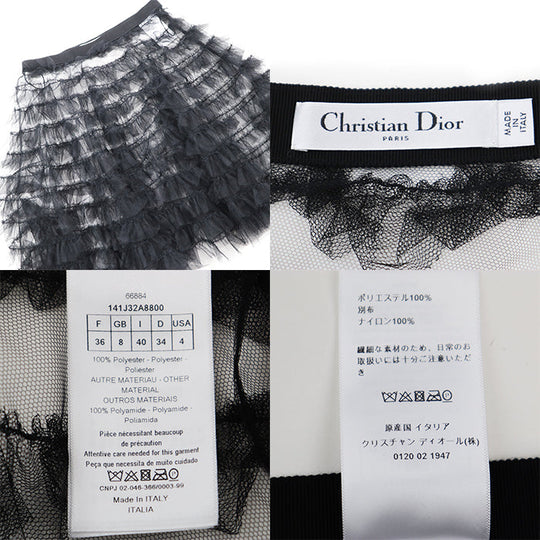 Christian Dior skirt [Outer material] 100% polyester, 100% nylon [Lining] 100% silk black Women 36 Used Authentic