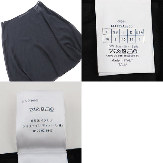 Christian Dior skirt [Outer material] 100% polyester, 100% nylon [Lining] 100% silk black Women 36 Used Authentic