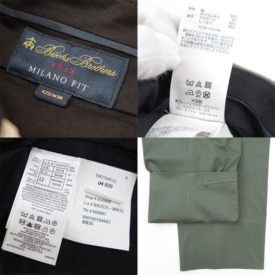 Brooks Brothers suit acetate,cotton Green MILANO FIT mens 42S/W36 Used Authentic