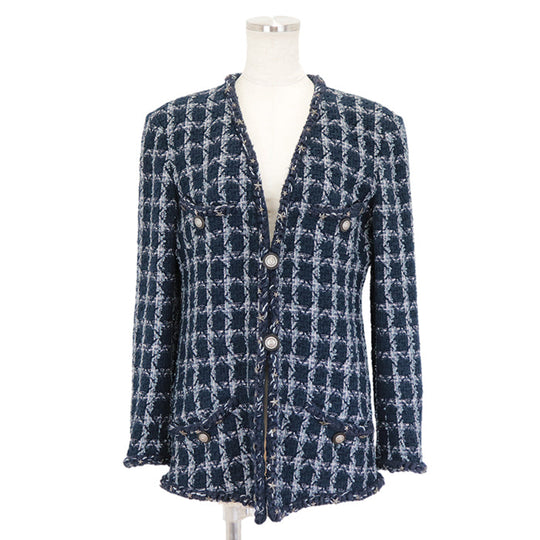 CHANEL Other outerwear 84% cotton, 10% reine wool [lining] 100% silk Navy Women 40 Used Authentic