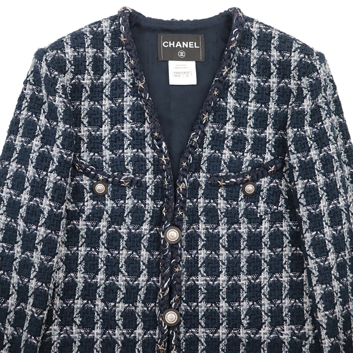 CHANEL Other outerwear 84% cotton, 10% reine wool [lining] 100% silk Navy Women 40 Used Authentic