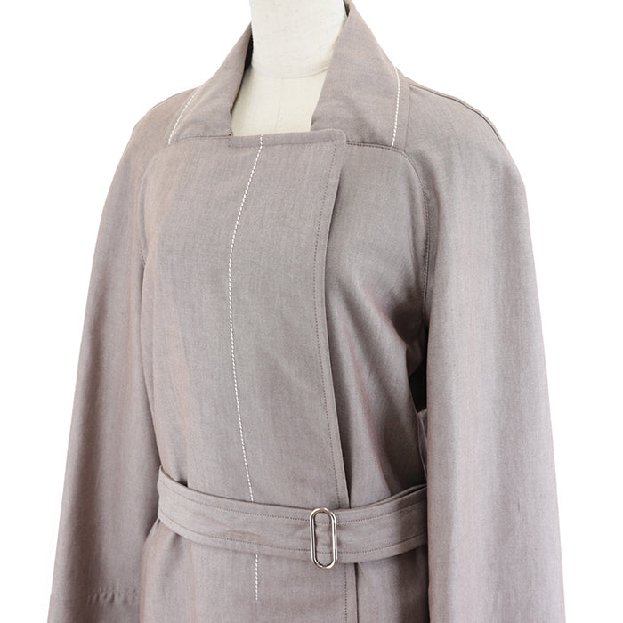 HERMES coat 99% cotton, 1% silk Brown type Women 38 Used Authentic