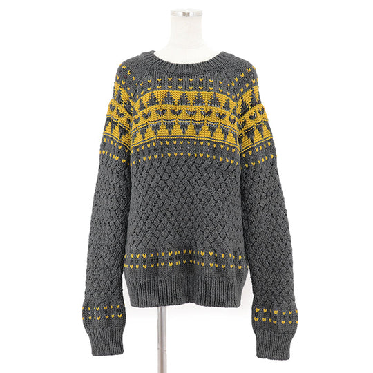 CHANEL knit 97% wool, 1% nylon Charcoal gray Women 42 Used Authentic