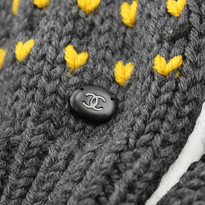 CHANEL knit 97% wool, 1% nylon Charcoal gray Women 42 Used Authentic