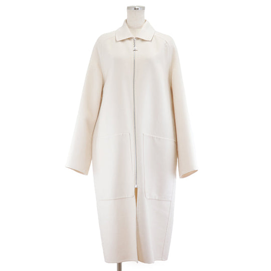 HERMES coat Cashmere 100% Ivory Women 38 Used Authentic