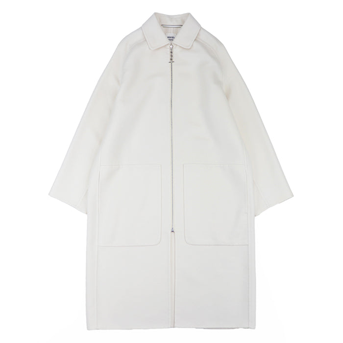 HERMES coat Cashmere 100% Ivory Women 38 Used Authentic