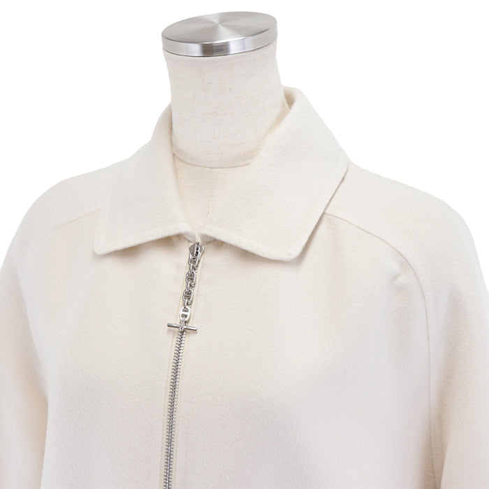 HERMES coat Cashmere 100% Ivory Women 38 Used Authentic