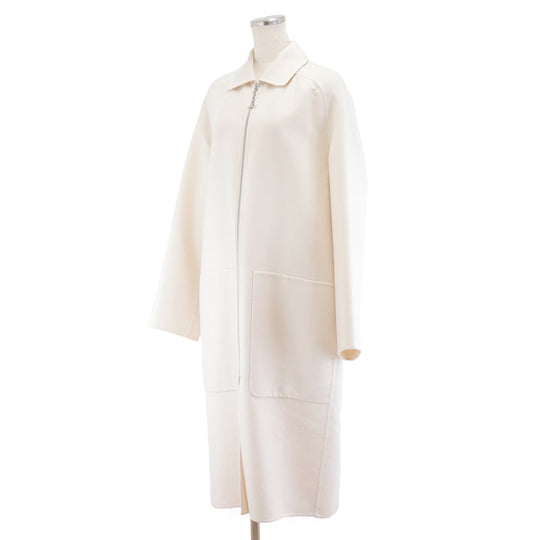 HERMES coat Cashmere 100% Ivory Women 38 Used Authentic