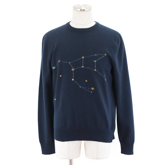 HERMES sweater Cashmere 100% Navy tops mens M Used Authentic