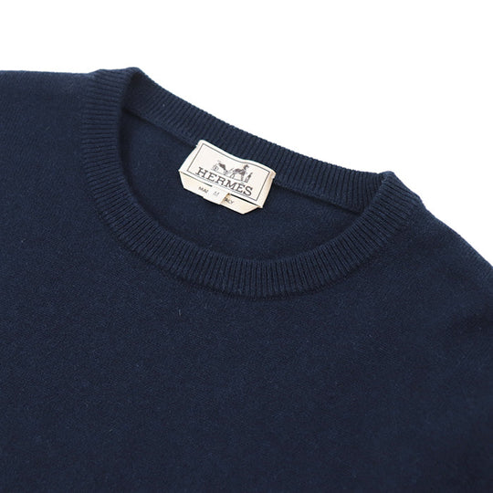 HERMES sweater Cashmere 100% Navy tops mens M Used Authentic