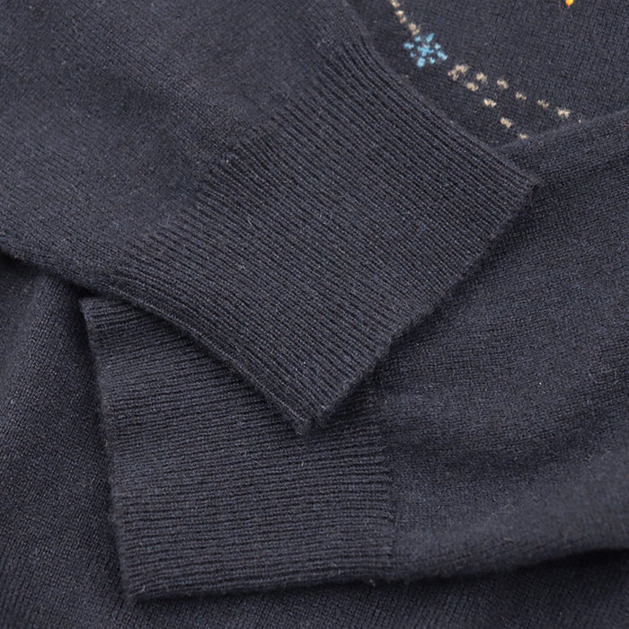 HERMES sweater Cashmere 100% Navy tops mens M Used Authentic