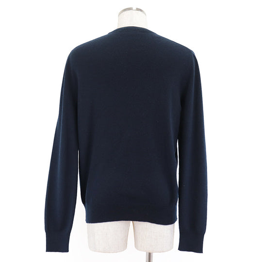 HERMES sweater Cashmere 100% Navy tops mens M Used Authentic