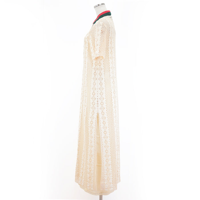 GUCCI one piece Collar: 87% cotton, 12% nylon, 1% polyurethane [Outer material] 94% cotton, 6% nylon beige Women 40 Used Authentic