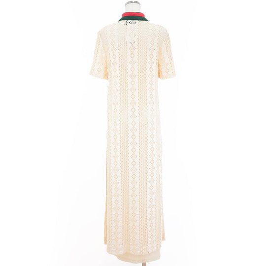 GUCCI one piece Collar: 87% cotton, 12% nylon, 1% polyurethane [Outer material] 94% cotton, 6% nylon beige Women 40 Used Authentic